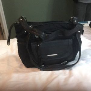 Stone Mountain cloth shoulder bag leather trim